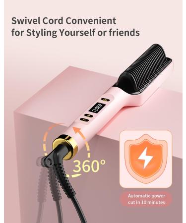 Buy Ionic Hair Straightener Brush - Fast Heating Anti-Scald Hot Comb with LED Display 30 Temp Settings - Professional Pink Styling Tool for International Shipping - Buy Online on GoSupps.com