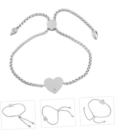 Holibanna 1pc Heart Titanium Steel Bracelet Bracelets for Women Lady Bracelet Bracelets Heart Initial Bracelets Heart Shaped Bracelet Gift Bracelet Miss Rhinestones Rose Gold Jewelry 20x15cm Silver - Buy Online on GoSupps.com