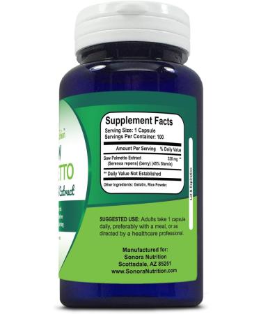 Saw Palmetto Extract 320mg - 100 Capsules | 45% Sterols | Sonora Nutrition - Buy Online on GoSupps.com