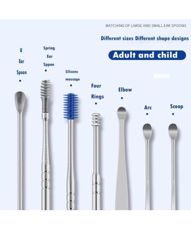 7Pcs/Set Steel Ear Wax Pickers & Remover Kit for Ear Care - Earwax Clean Curette Spoon Cleaner - Buy Online on GoSupps.com
