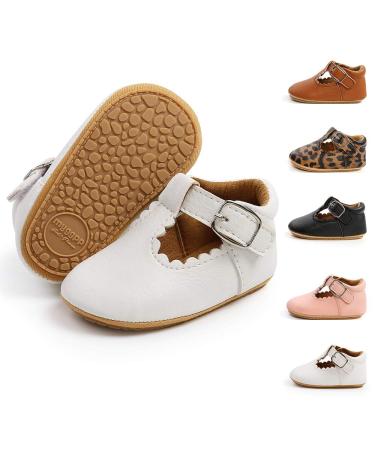 Sonsage Infant Baby Boys Girls Oxford Shoes Pu Leather Lace-Up Anti-Slip Trainer Soft Rubber Sole Toddler First Walking Sneakers 0-6 Months B White