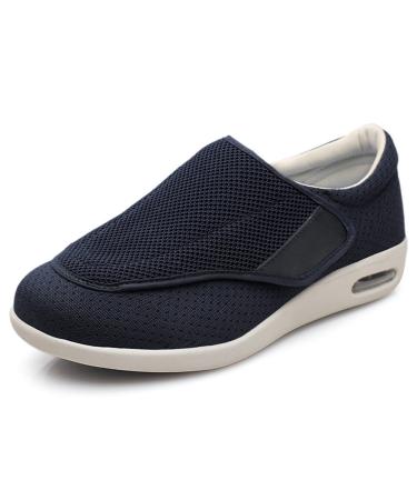 Diabetic Shoes with Adjustable Closure Comfy Lightweight Mens Slippers with Air Cushion & Breathable Mesh for Diabetic Edema Bunions Arthritis Swollen Feet 12.5 Blue