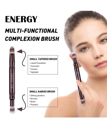 Energy 2-in-1 Concealer Brush | Dual Ended Crease & Highlighter Brush | Travel Makeup Brush for Liquid Cream & Powder | Perfect Gift for Women - T106 - Buy Online on GoSupps.com