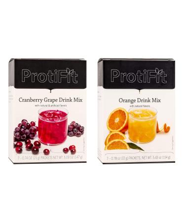 PROTIFIT - High Protein Cranberry Grape & Orange Fruit Drink 2 Pack 15g Protein Low Calorie Sugar Free Ideal Protein Compatible 7 Servings Per Box (2 Pack)