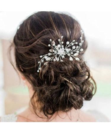 Ushiny Crystal Hair Pins - Silver Rhinestone Bridal Headpiece & Pearl Hair Accessories for Women & Girls - Buy Online on GoSupps.com