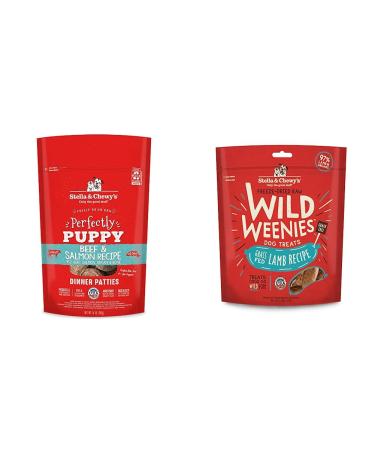 Stella & Chewy's Freeze Dried Raw Dinner Patties (Puppy Beef & Salmon) + Wild Weenies (Lamb Treats) 397 g (Pack of 1) Beef & Salmon for Puppies+ Dog Treats