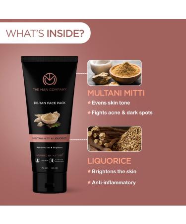 The Man Company Tan Removal Face Pack with Multani Mitti, Turmeric & Vitamin C - 75gm | Glowing Skin & Unclog Pores - Buy Online on GoSupps.com