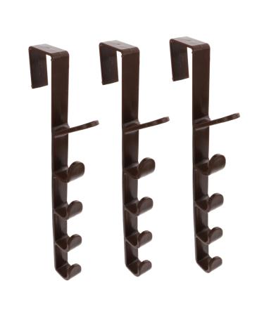 Parliky 3pcs Door Coat Hook Hat Hooks Coat Hangers Sundries Hanger Bag Door Back Hook Hanger Door Hook Towel 28.5X3.8X2CM Brown