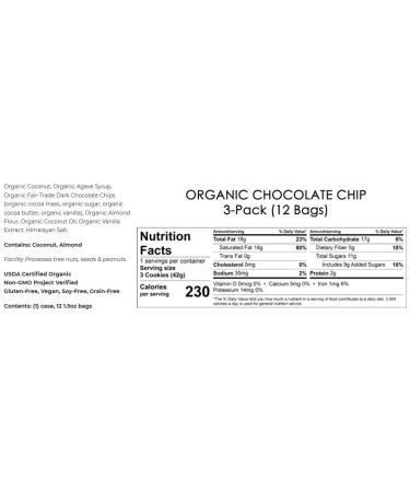 Emmy's Organics Coconut Cookies Variety Pack - 1.5 oz (Pack of 12) - Dark Cocoa, Peanut Butter, Vanilla Bean, Chocolate Chip - Buy Online on GoSupps.com
