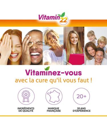 VITAMIN'22 Women's Vitamin'22 Pack - Vitamin'22 Flash Cure 7 Days + Vitamin'22 Specific Women - Anti-Fatigue - Vitamins & Minerals - Case of 7 Doses of 30 ml + Pill Box of 60 Vegetable Capsules - Buy Online on GoSupps.com