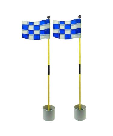 Crestgolf 2-Section Portable Backyard Practice Golf Hole Cup and Flag Stick of Fiberglass Golf Putting Green Flagstick 2 Sets Count (white-blue Checkered) white-blue checkered 2 pack