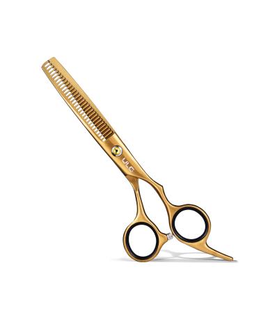 Hair Thinning Scissors Cutting Teeth Shears Professional Barber ULG Hairdressing Texturizing Salon Razor Edge Scissor Japanese Stainless Steel with Detachable Finger Ring 6.5 inch, Gold