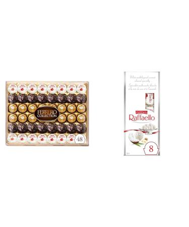 Ferrero Collection Fine Assorted Chocolate and Coconut Confections & FAELLO Coconut Almond Specialty Bag 8 Individually Wrapped Confections Ideal Stocking Stuffer Christmas Chocolate 80g