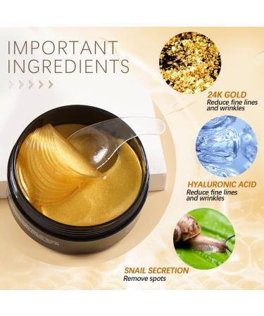 LIYALAN 24K Gold Under Eye Patches - 60 Pcs | Dark Circles & Puffiness Treatment for Men & Women - Buy Online on GoSupps.com