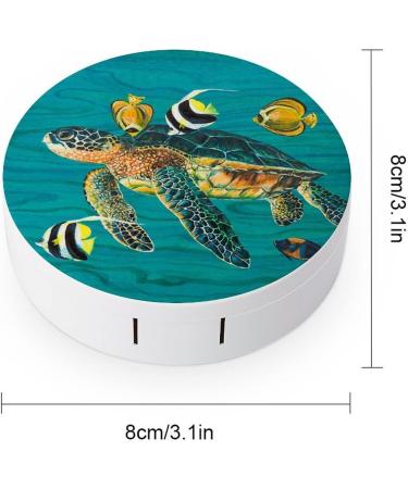 Green Turtle Fish Painting Round Case For Contact Lens Kit Storage Box with Mirror Printed - Buy Online on GoSupps.com
