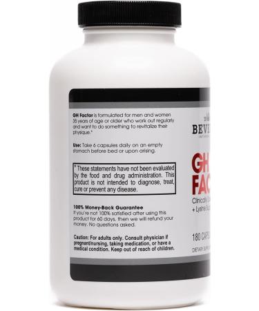 Beverly International GH Factor 180 Capsules. Raise Levels by Up to 8-Fold. Clinically Dosed Arginine + Lysine Supplement. P.M. Growth Promoter for Men & Women. Revitalize Your Physique. - Buy Online on GoSupps.com