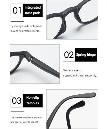 Koosufa Foldable Anti Blue Light Round Reading Glasses for Men & Women - Lightweight Feather Hinges - Buy Online on GoSupps.com