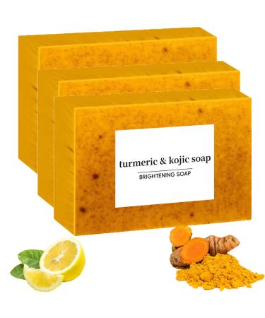 Sgjwyc Set of 3 lightening soaps with lemon turmeric and kojic acid turmeric shower gel for women for the face for all skin types