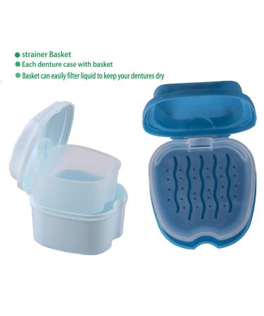 Denture Case with Denture Cup, Cleaning Kit, Brush & Storage - Dental Soak Container for False Teeth, Braces - Travel-friendly - Buy Online on GoSupps.com