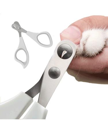 Trumoon Circular Cut Hole Cat Nail Clippers and Trimmers - Avoid Over Cutting Pet Nail Clippers for Hyperactive Cats Who Like to Struggle - Professional Grooming Tool for Cat Kitten (White-Grey)