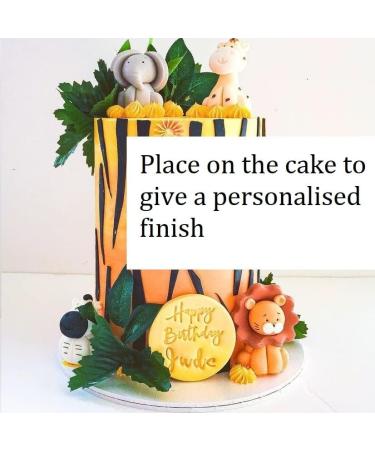 Personalised Animals Cake Toppers Set Edible Panda Lion Zebra Elephant Giraffe Monkey Decorations with an Edible Glue Set of 5 - Buy Online on GoSupps.com