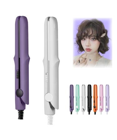 2-in-1 Mini Curling Wand & Flat Iron Hair Straightener Mini Dual Purpose Curling Iron Mini Curling Iron for Short Hair Portable Travel Curling Wand & Straightening Iron (2Pcs-B)