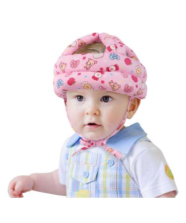 Baby Toddler Protective Cap Adjustable Size Baby Learn to Walk Or Run Soft Safety Helmet Infant Anti-Fall Anti-Collision Head Protection Hats for Children from 6 Months 6 Years Old (Pink Candy)