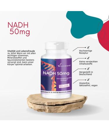 NADH 50mg - 4-Month Supply | 120 Vegan Capsules - High Dose with Delayed Release | Vitamintrend - Premium International Shipping - Buy Online on GoSupps.com
