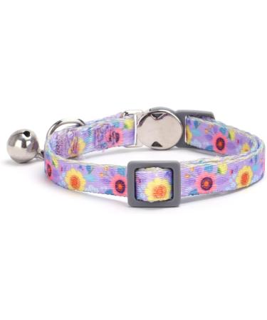 Moonpet Personalized Cat Necklace - Custom Name & Phone Number Safety Closure & Bell - Purple Flower Design - Buy Online on GoSupps.com