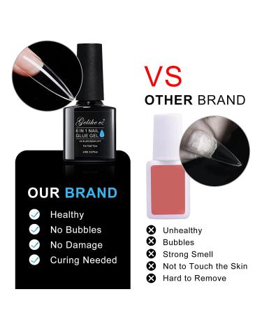 Gelike EC 6 in 1 Nail Glue Gel - Long Lasting UV Extension Glue for Acrylic Nails - Nail Repair Treatment | 1PCS Nail Glue - Buy Online on GoSupps.com