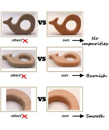 Wendysun 2pcs Elephant Shape Cartoon Wood Teether Set - Natural Beech Teething Toy for Babies - Buy Online on GoSupps.com
