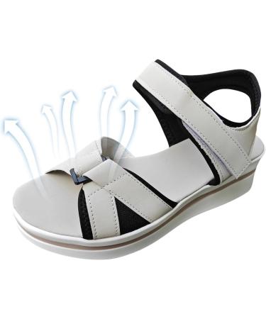 Pacienjo Women's Casual Plateau Sandals - Open Toe Hiking Sandals with Thick Sole & Adjustable Straps | 40 EU Gray - Buy Online on GoSupps.com