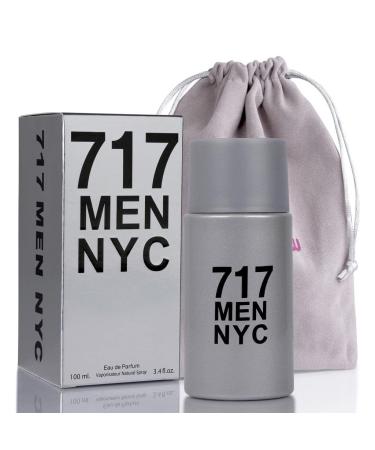 NovoGlow 717 Men NYC- 100ml/3.4 Fl Oz Eau De Parfum Spray - Long Lasting Citrusy Warm Spicy & Woody Fragrance Smell Fresh & Sporty All Day Includes Carrying Pouch Gift for Men for All Occasions
