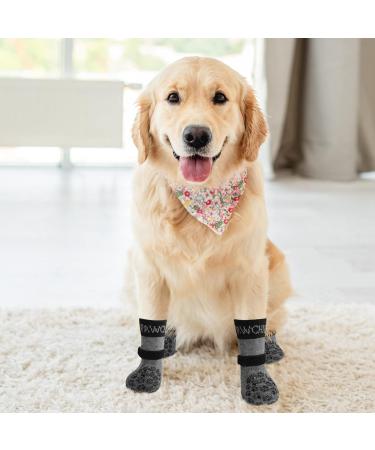 Pawchie Anti-Slip Dog Socks for Hardwood Floors - Non-Skid Knit Paw Protector - Grey Large (4 Pack) - Buy Online on GoSupps.com