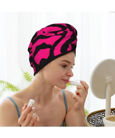 Zebra Tiger Leopard Pink Coral Velvet Dry Hair Cap - Quick-Dry Towel Wrap for Travel & Home | Shop Internationally - Buy Online on GoSupps.com