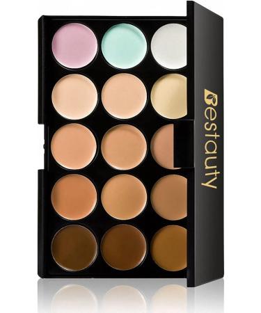 Concealer Palette mewmewcat 15 Colors Camouflage Concealer Palette Professional Contour Eyeshadow Face Cream Makeup Foundation Kit with Sponge Puff(Random Color)& Makeup Brush - Buy Online on GoSupps.com