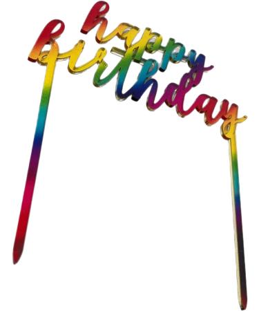 Rainbow Happy Birthday Cake Topper Acrylic Birthday Cupcake Topper Cake Pick Decorations for Birthday Party Cake Desserts cup cake topper - Buy Online on GoSupps.com