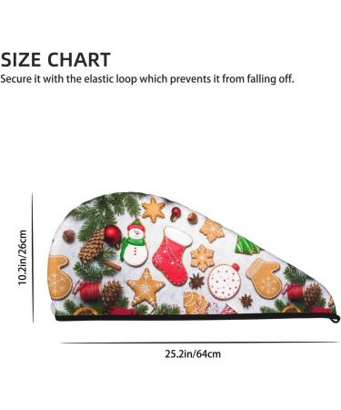 Hair Towel Wrap | Quick Dry Hair Turban with Button | Christmas Gingerbread Cookies Design - Buy Online on GoSupps.com