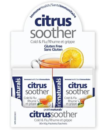 Prairie Naturals Citrus Soother Cold & Flu Hot Immune-Boosting Drink with Elderberry Zinc Vitamins D & C and Lemon Balm - 10g x 30 Packets - Buy Online on GoSupps.com