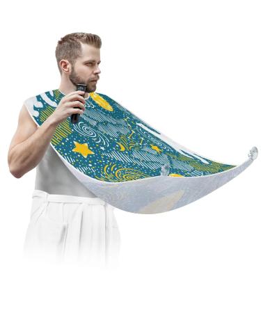 Beard Bib Apron Beard Bib Hair Catcher for Men Shaving and Trimming Non-Stick Waterproof Beard Cape Grooming Cloth Polar Bear Star