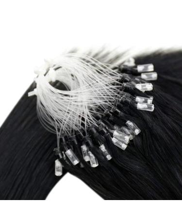 LAAVOO Microring Extensions - Real Hair Black Micro Loop Extensions 50g | Smooth #1 45 cm Invisible Microring - Buy Online on GoSupps.com