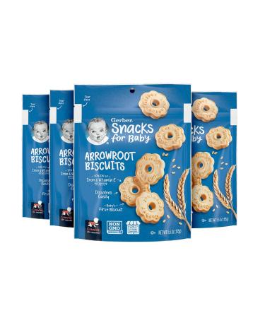 Gerber Arrowroot Cookies Pouch 5.5 Ounce (Pack of 4)
