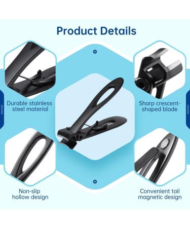 Kapmore Wide Jaw Nail Clipper for Thick Nails - 0.6 Ultra-Wide Opening Heavy-Duty Stainless Steel Toenail Cutter with Nail File Large Fingernail Trimmer in a Tin Box for Men and Women - Buy Online on GoSupps.com
