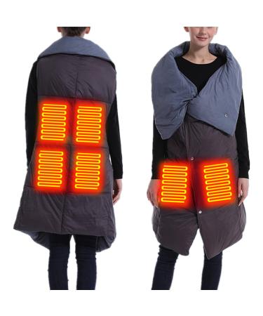BATTNOT Heated Covering Ceiling Electrical heating ceiling USB heating ceiling scarf heated ceiling for travel and outdoor activities Large ceiling USB heated warm scarf with 6 zones heating (without power bank) a#gray unit size