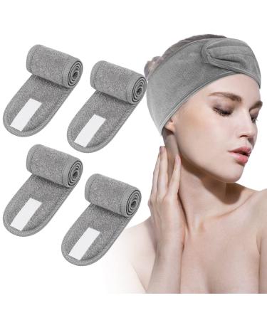 Headband for Washing Face  4Pcs Spa Headband Makeup Headband for Woman Non-Slip Adjustable Skincare Headbands for Shower Facial Mask Yoga Sports (Gray) gray 4PCS