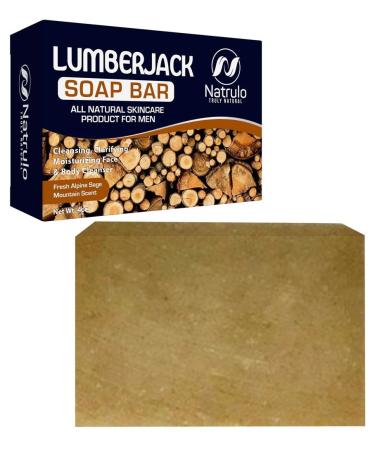 Lumberjack Bar Soap for Men Fresh Alpine Sage Mountain Man Scent 4oz Fresh Manly Smelling Scented Soap Bar for Him All Natural Handmade Men s Face Cleanser & Body Wash Skincare Made in USA Lumberjack Soap
