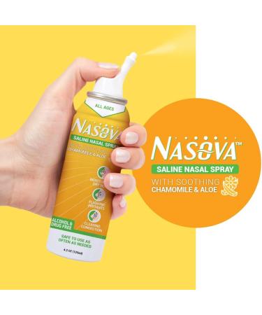 Nasova Saline Spray with Aloe & Chamomile - 4.2oz Moisturizing Cooling Spray for Nasal Dryness Relief - Buy Online on GoSupps.com