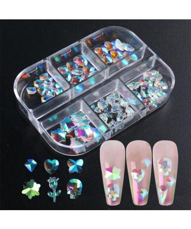 6 Grids Manicure Jewelry Accessories Winter Diamond 3D Nails Rhinestones Aurora Crystal Snowflakes Resin(B) - Buy Online on GoSupps.com