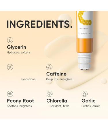 AKARY Dual Vitamin C Eye Cream Hydrating Under Eyes Cream for Dark Circles and Puffiness with Triple-Roller Massage Ball Reduce Bags Wrinkles and Fine Lines Eye Bags Treatment for Men/Women - Buy Online on GoSupps.com