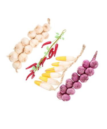 4pcs String Simulated Garlic Hanging Skewers Vegetable Reward